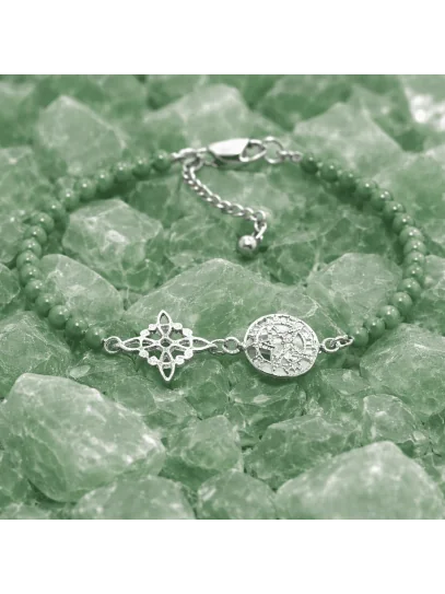 Polsera Encanteri màgic de Triple Protecció 🔮 Plata · Nus de Bruixa · Tetragramató · Quars verd