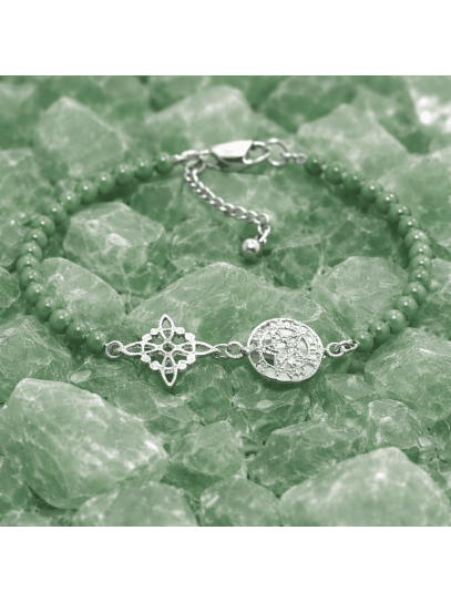 Polsera Encanteri màgic de Triple Protecció 🔮 Plata · Nus de Bruixa · Tetragramató · Quars verd