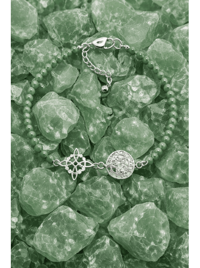 Pulsera Hechizo mágico de Triple Protección 🔮 Plata · Nudo de Bruja · Tetragramatón · Cuarzo verde