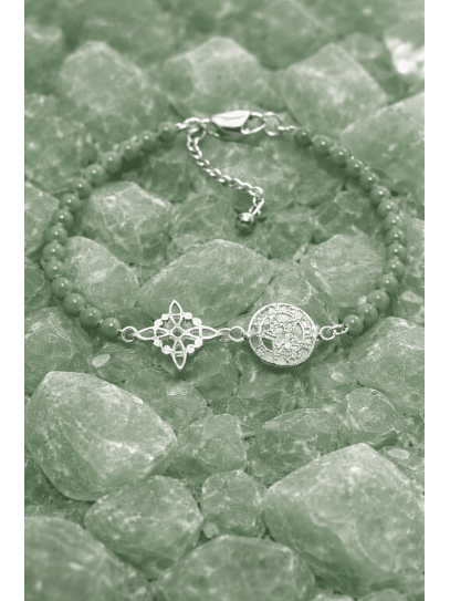 Polsera Encanteri màgic de Triple Protecció 🔮 Plata · Nus de Bruixa · Tetragramató · Quars verd