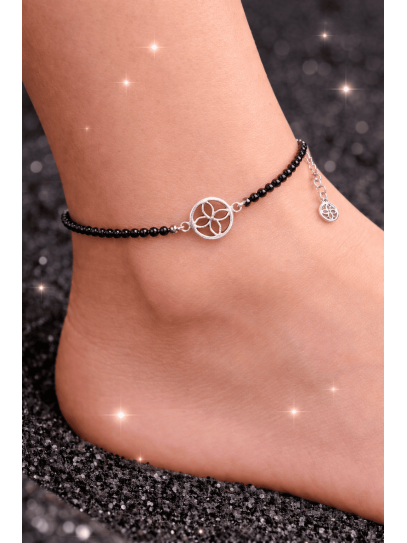 Powerful Money Magnet Anklet of Tourmaline and Silver