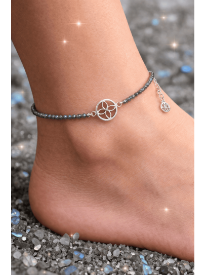 Powerful Money Magnet Anklet of Abundance Sigil made of Labradorite and Silver