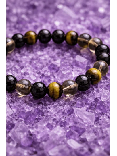 Triple protection bracelet to attract money ✨ Tourmaline, Tiger's Eye and Smoky Quartz