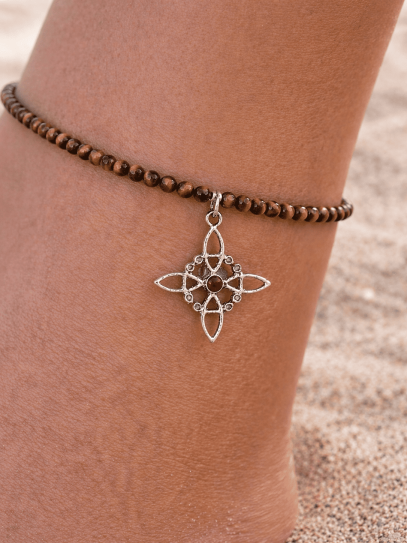 Magic Protection Anklet with Witch's Knot and Tiger's Eye