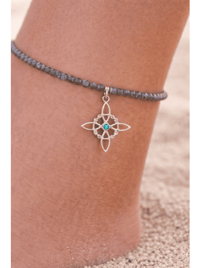 Magic Protection Anklet with Witch's Knot and Labradorite