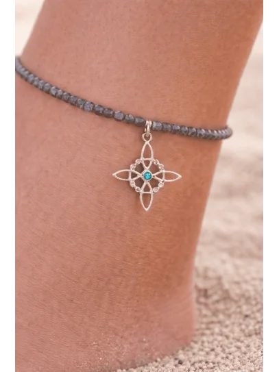Magic Protection Anklet with Witch's Knot and Labradorite