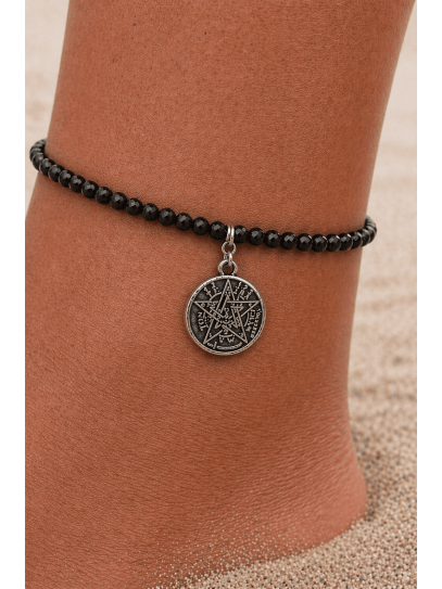 Turmellera DOBLE PROTECCIÓ TETRAGRAMATÓ de Turmalina negra i plata