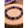 🔮 Pulsera Portal Energético de Turmalina, Ahumado, Ojo de Tigre y Amatista 8mm