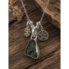 Moldavite necklace with triple COSMIC protection from Tetragrammaton and Caravaca