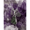 Moldavite necklace with triple COSMIC protection from Tetragrammaton and Caravaca