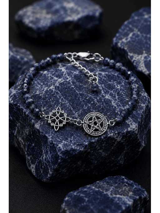 Triple Protection Magic Spell Bracelet 🔮 Silver · Witch's Knot · Tetragrammaton · Sodalite