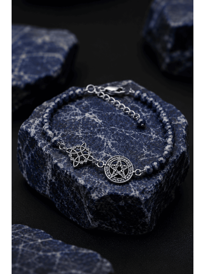 Polsera Encanteri màgic de Triple Protecció 🔮 Plata · Nus de Bruixa · Tetragramató · Sodalita