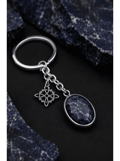 Sodalite and Witch's Knot Keychain | Intelligence and studies, exams or competitive exams