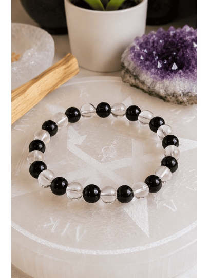 Protective and Healing Soul Bracelet 6mm | Black Tourmaline and Clear Quartz