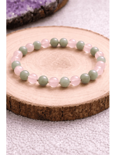 Double Magnet Bracelet for Money and Love 6mm | Rose Quartz and Jade