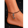 Double protection anklet, path opener, key of Saint Benedict, Tiger's Eye and silver