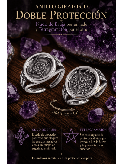 Anell DOBLE PROTECCIÓ giratori Nus de bruixa i Tetragramaton ajustable