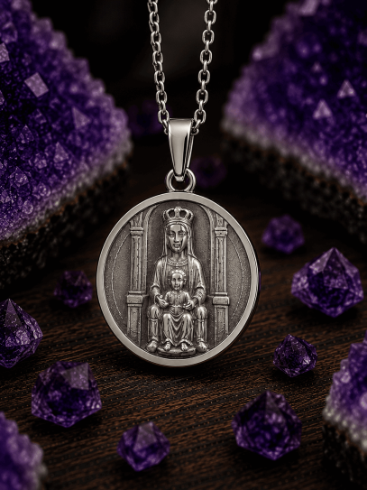 Montserrat Sacra Necklace ✨ | Virgin of Montserrat and Sacred Heart of Jesus