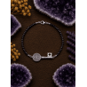 Triple protection silver bracelet: St. Benedict key medal and black spinel