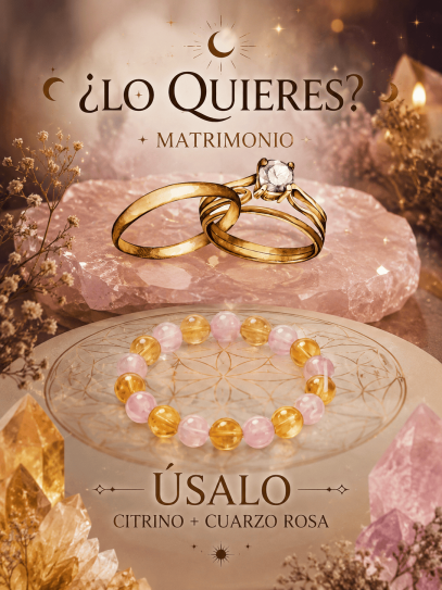Pulsera doble imán de la abundancia y el amor 8mm | Citrino y Cuarzo rosa