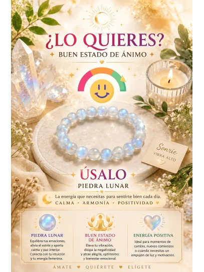 Pulsera Amores Imposibles 8mm | Piedra luna atrae el amor