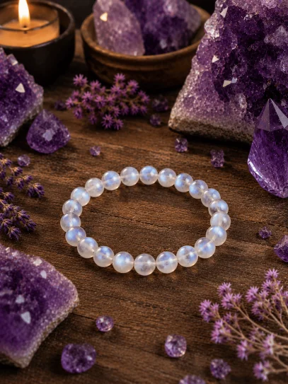 Pulsera Amores Imposibles 8mm | Piedra luna atrae el amor