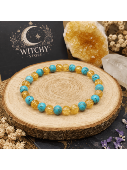 Pulsera doble protección atracción del dinero ✨ Citrino y Turquesa