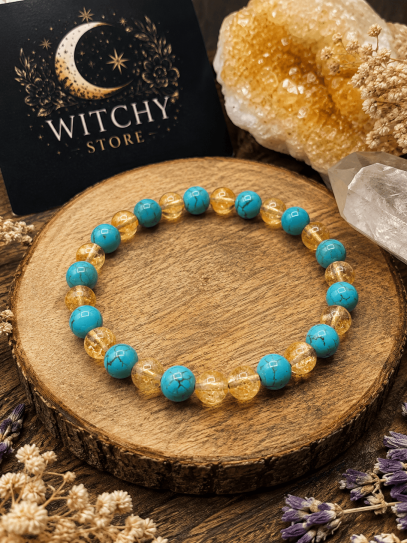 Pulsera doble protección atracción del dinero ✨ Citrino y Turquesa