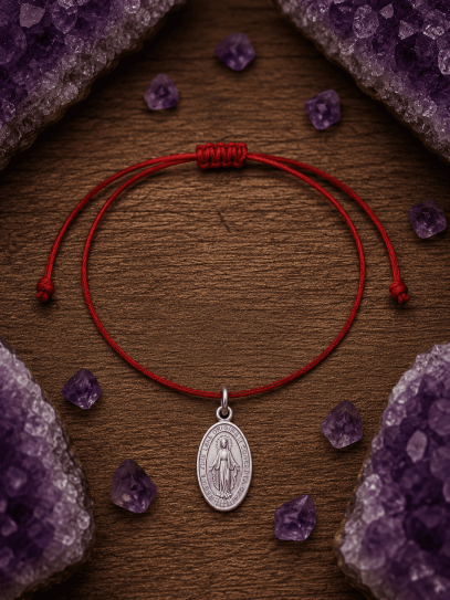 Pulsera mágica activada roja de protección de la Medalla de la Milagrosa