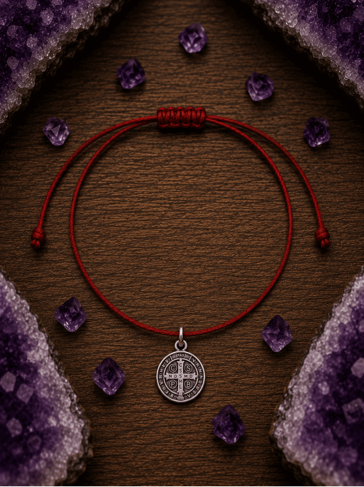 Pulsera mágica activada roja de protección de la Medalla de San Benito