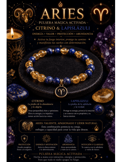 còpia de Polsera portal abrecamins de Citrí i Lapislàtzuli 6mm 🔮 Abundància, èxit i diners