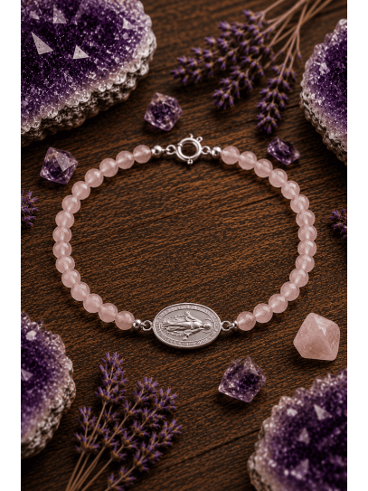 Rose Quartz and Miraculous Virgin Bracelet | Protection and lucky