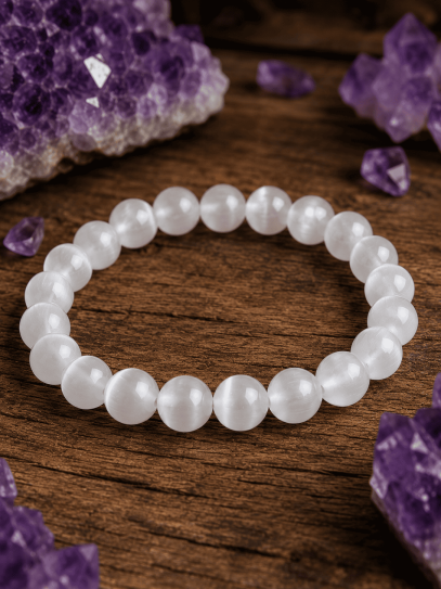 'Asha' Selenite Bracelet 8mm | Protection and purification