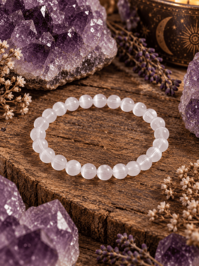Pulsera 'Asha' de Selenita 6mm | Protección y purificación
