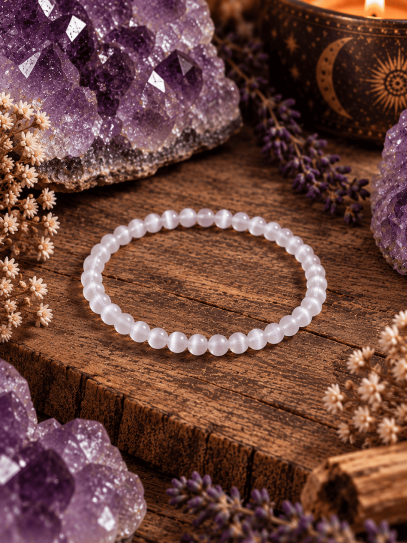Pulsera 'Asha' de Selenita 4mm | Protección y purificación