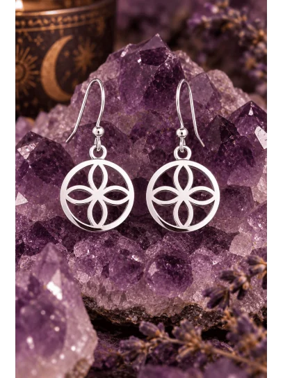 Silver Sigil of Abundance earrings - Attracts wealth and prosperity