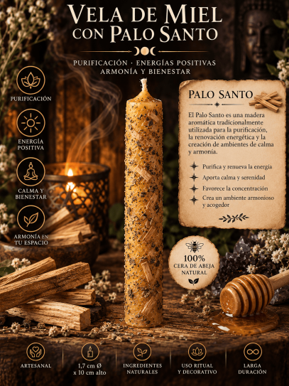 Espelma de Mel ritualitzada especial amb Pal Sant