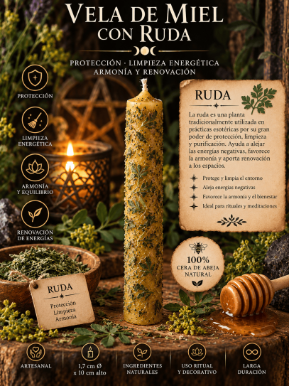 Espelma de Mel ritualitzada especial amb Ruda