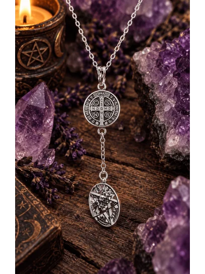 Collar 'Doble Escudo Sagrado' de Medalla de San Benito y Tetragramatón