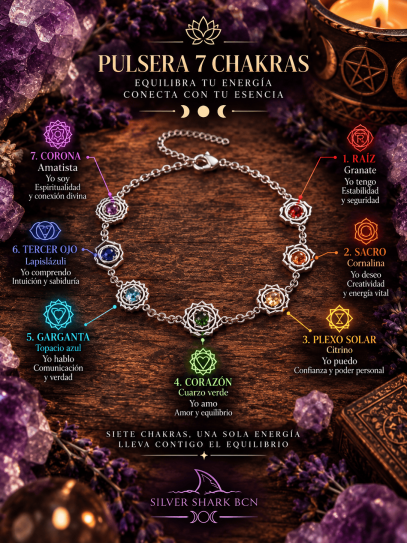 Sacred Energy Bracelet of the 7 Chakras in Stainless Steel
