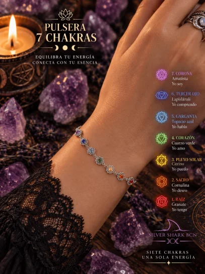 Polsera Sagrada energètica dels 7 CHAKRAS d'Acer Inoxidable