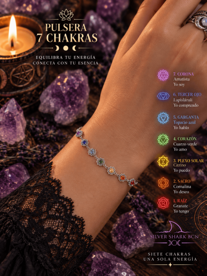 Sacred Energy Bracelet of the 7 Chakras in Stainless Steel