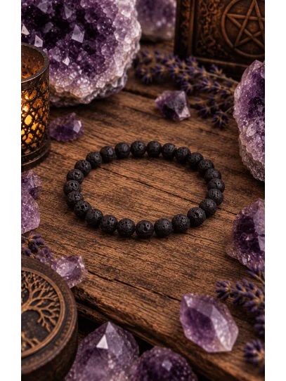Pulsera de piedra volcánica 6mm | Protección contra el mal