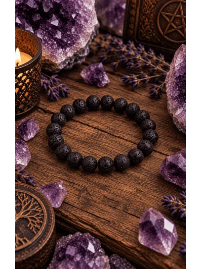 Pulsera de piedra volcánica 8mm | Protección contra el mal
