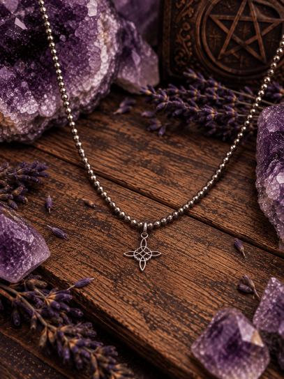 Collar doble protección atracción del dinero de Nudo de Bruja y Pirita