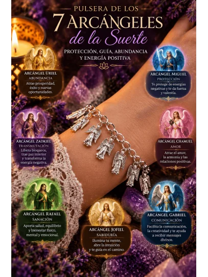 Pulsera Escudo Celestial ✨ de los 7 Arcángeles extremo protector de plata