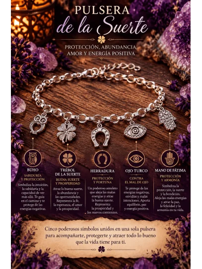 Pulsera de la suerte ✨ extremo protector de Plata de Ley 925