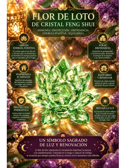 Flor de Loto de cristal de Feng Shui - Verde Paz y Armonía