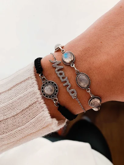 Pulsera 'Neela' de Piedra luna (macramé)