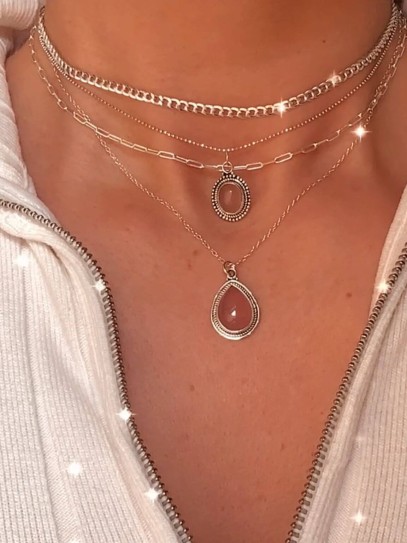 Collar 'Amazonas' de Cuarzo rosa